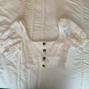 Square neck linen crop top